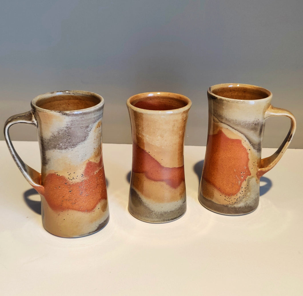 Tall Shino Mugs by Connie Christensen