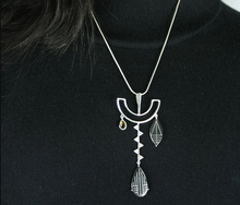 Load image into Gallery viewer, Assymetrical Totem Bidri Pendant Necklace
