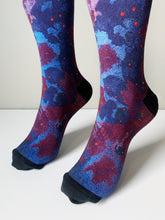 Load image into Gallery viewer, Kirkland Crew Socks - The Illusion of Floating Mysteries in Blue Space
