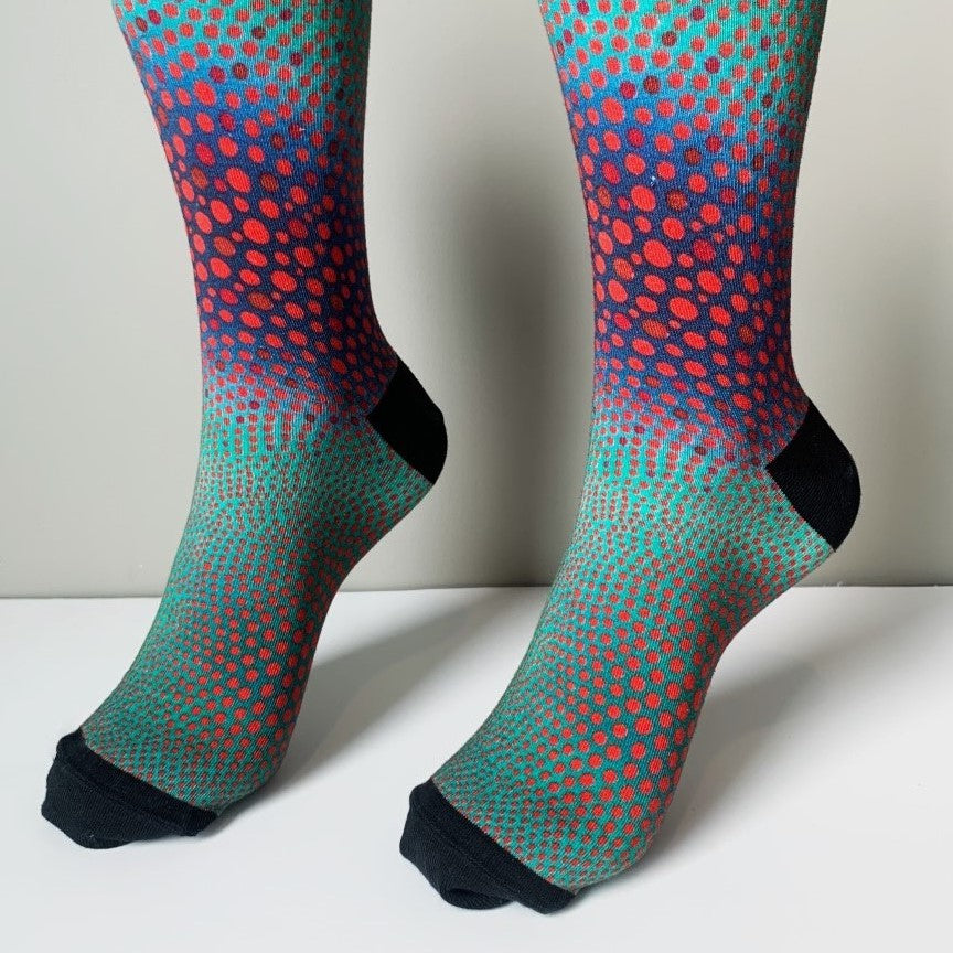 Kirkland Crew Socks - Red Vibrations in Cool Space