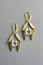 Load image into Gallery viewer, Acrylic &amp; Brass Art Deco Earrings
