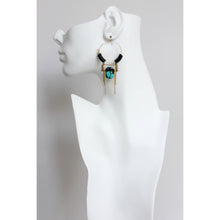 Load image into Gallery viewer, Art Deco Turquoise Hoop Earrings
