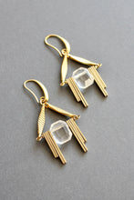 Load image into Gallery viewer, Acrylic &amp; Brass Art Deco Earrings
