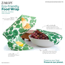 Load image into Gallery viewer, Z Wraps Set of 3 (S-1,M-1,L-1) Reusable Food Wraps
