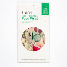 Load image into Gallery viewer, Z Wraps Set of 3 (S-1,M-1,L-1) Reusable Food Wraps
