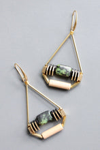 Load image into Gallery viewer, Glass and Jasper Art Deco Earrings
