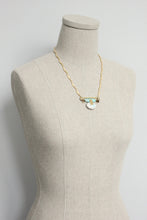 Load image into Gallery viewer, Deco Turquoise and White Pendant with Textured Bar Necklace
