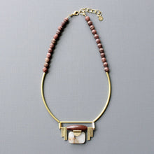 Load image into Gallery viewer, Burgundy and Jasper Art Deco Pendant Necklace
