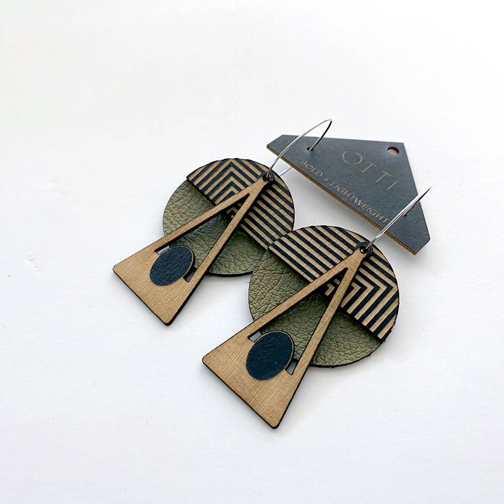 Architectural Earrings: GEO Olive Deco