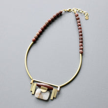 Load image into Gallery viewer, Burgundy and Jasper Art Deco Pendant Necklace
