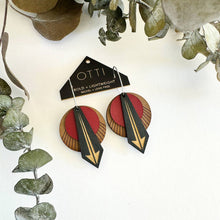 Load image into Gallery viewer, Architectural Earrings: Arrow Walnut Oxblood
