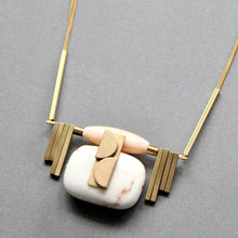 Load image into Gallery viewer, Art Deco Pink and White Pendant Necklace
