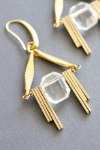 Load image into Gallery viewer, Acrylic &amp; Brass Art Deco Earrings
