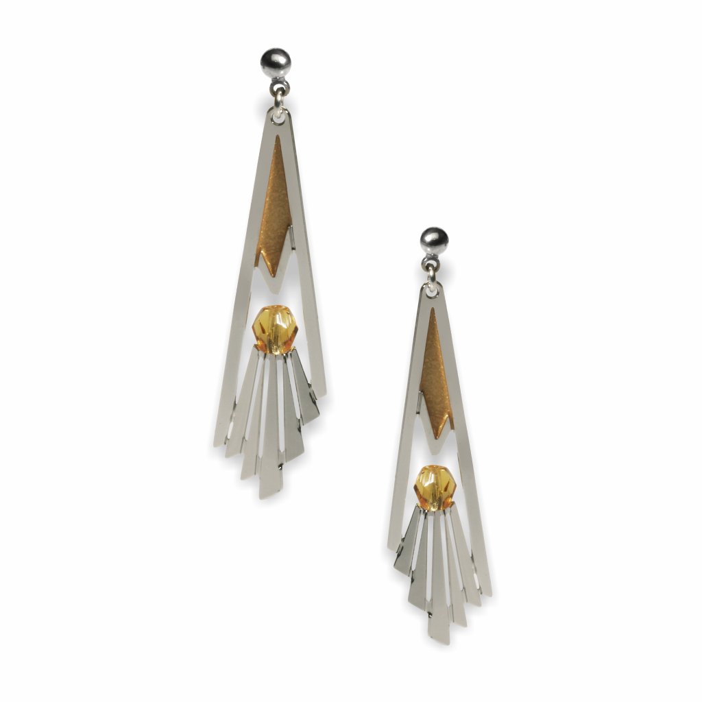 Art Deco Staircase Earrings in Topaz