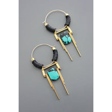 Load image into Gallery viewer, Art Deco Turquoise Hoop Earrings
