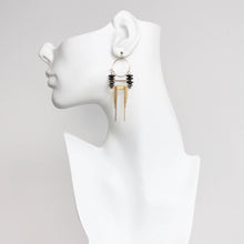 Load image into Gallery viewer, Deco Hematite &amp; Brass Hoop Earrings
