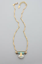 Load image into Gallery viewer, Deco Turquoise and White Pendant with Textured Bar Necklace
