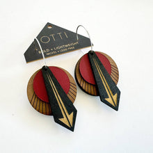 Load image into Gallery viewer, Architectural Earrings: Arrow Walnut Oxblood
