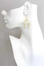 Load image into Gallery viewer, Acrylic &amp; Brass Art Deco Earrings
