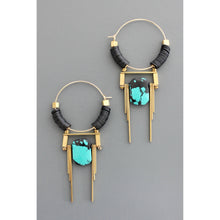 Load image into Gallery viewer, Art Deco Turquoise Hoop Earrings
