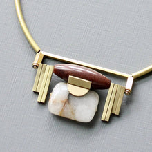 Load image into Gallery viewer, Burgundy and Jasper Art Deco Pendant Necklace
